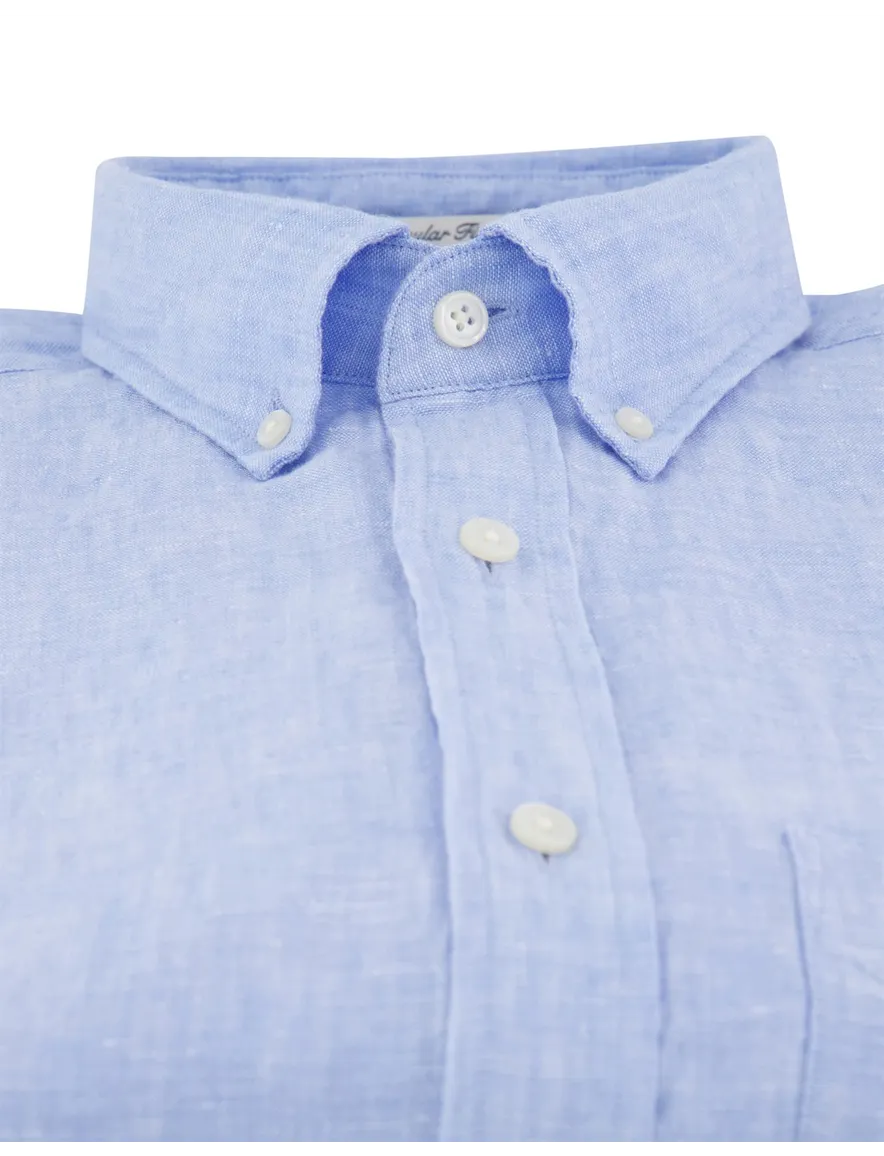 Gant overhemd lichtblauw linnen regular fit