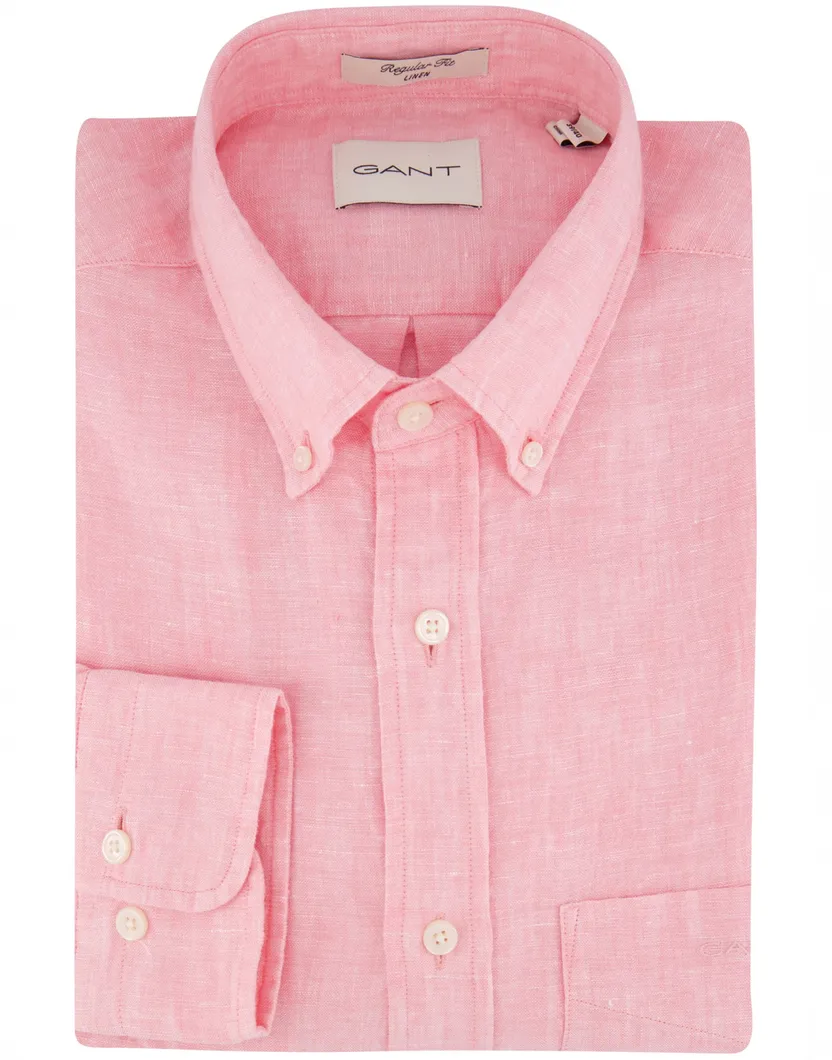 Gant overhemd roze linnen lange mouw