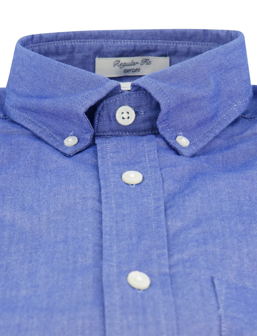 Gant overhemd korte mouw blauw borstzak