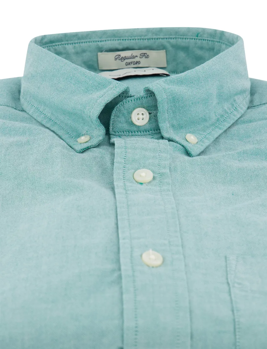 Gant katoenen overhemd korte mouw turquoise