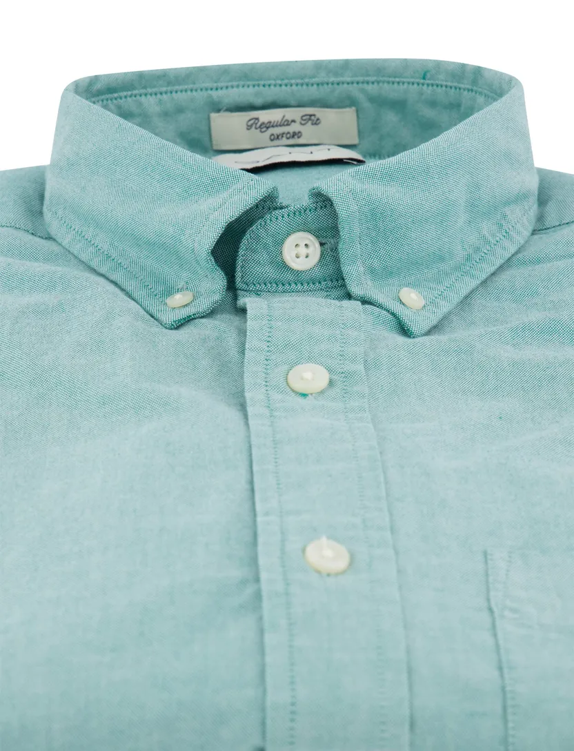 Gant overhemd korte mouw turquoise katoen