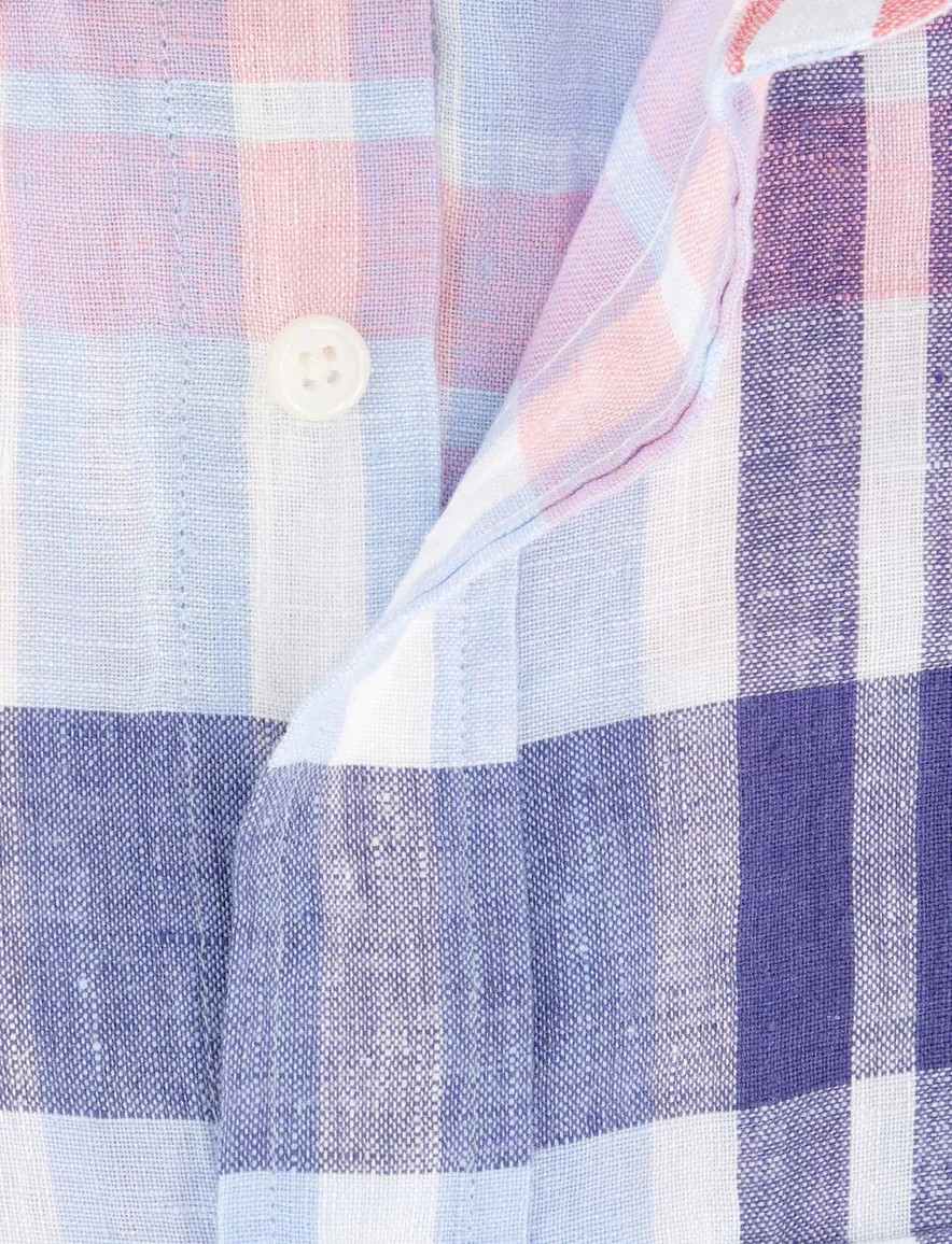 Gant overhemd korte mouw rood blauw wit geruit