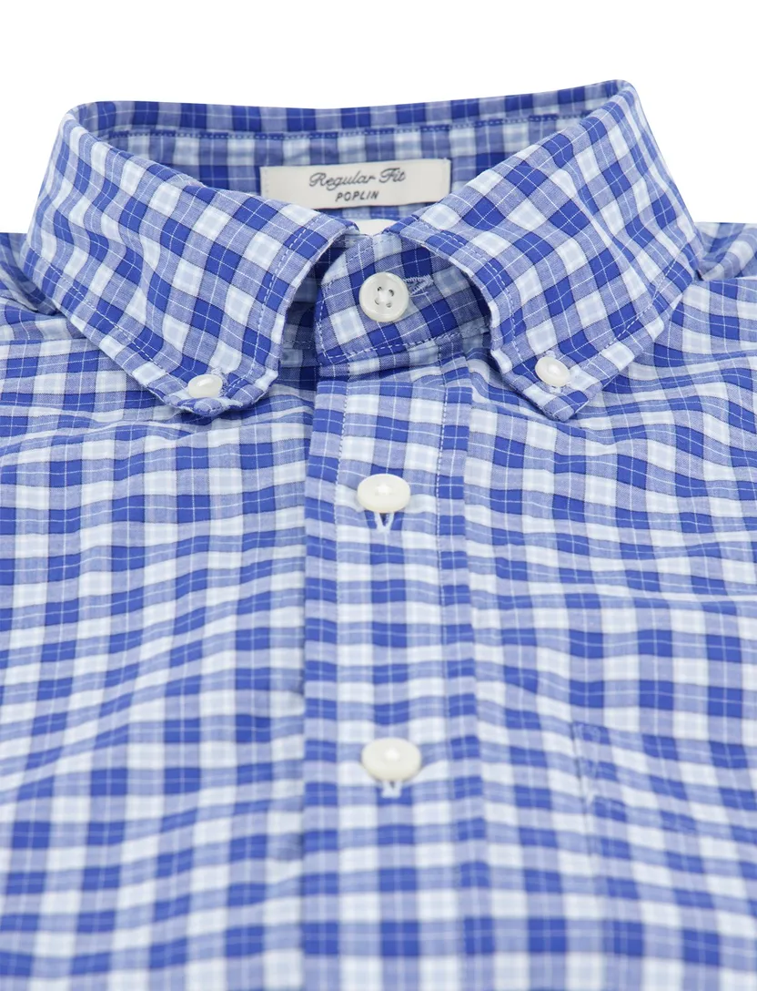 Gant overhemd korte mouw blauw button-down