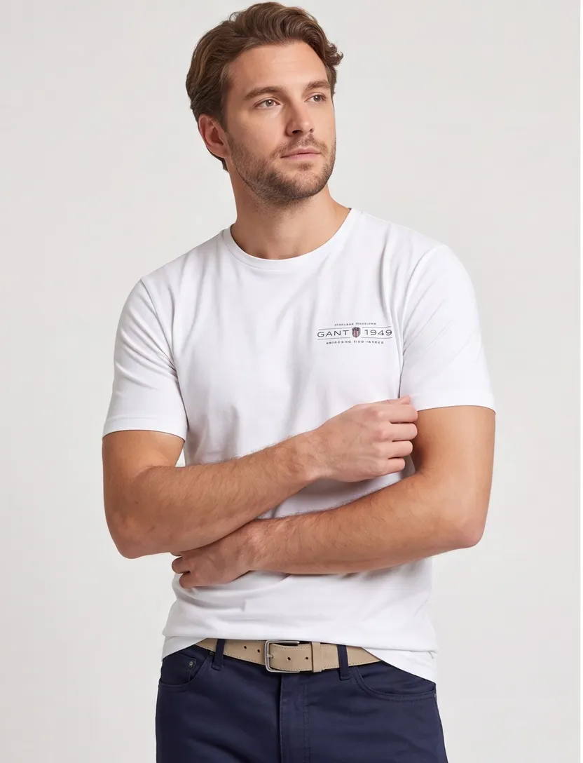Gant printed graphic t-shirt wit effen