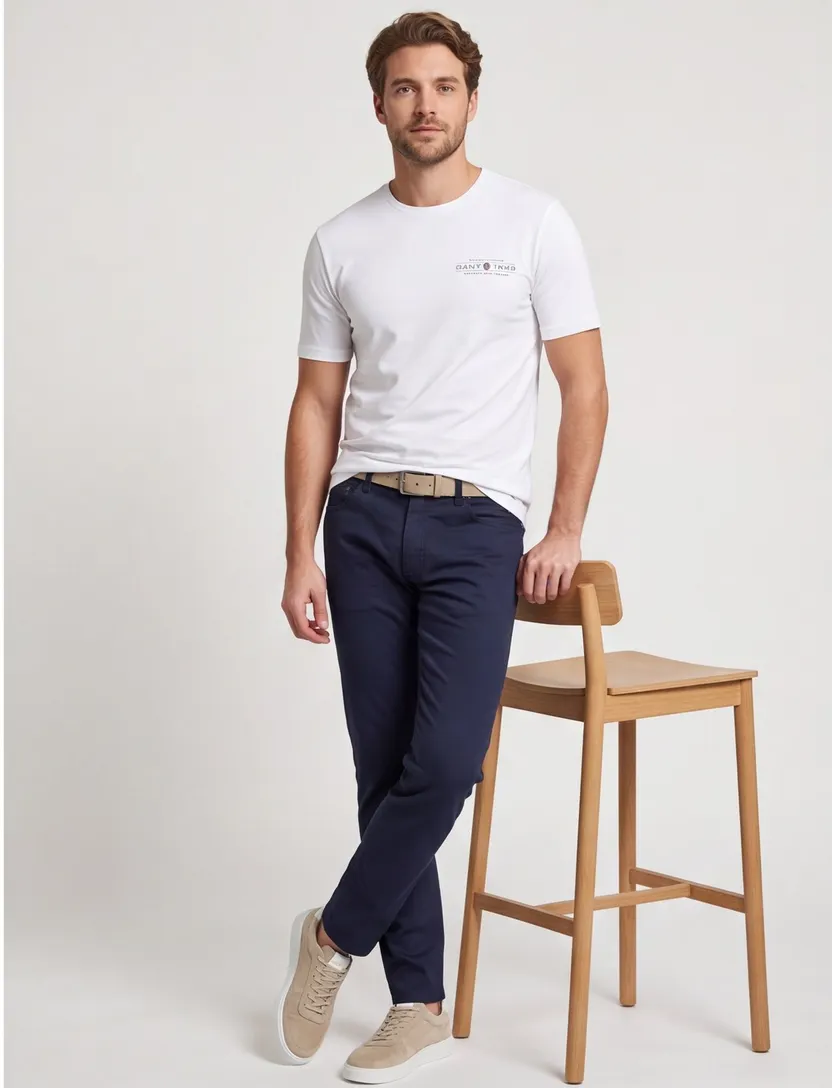 Gant printed graphic t-shirt wit effen