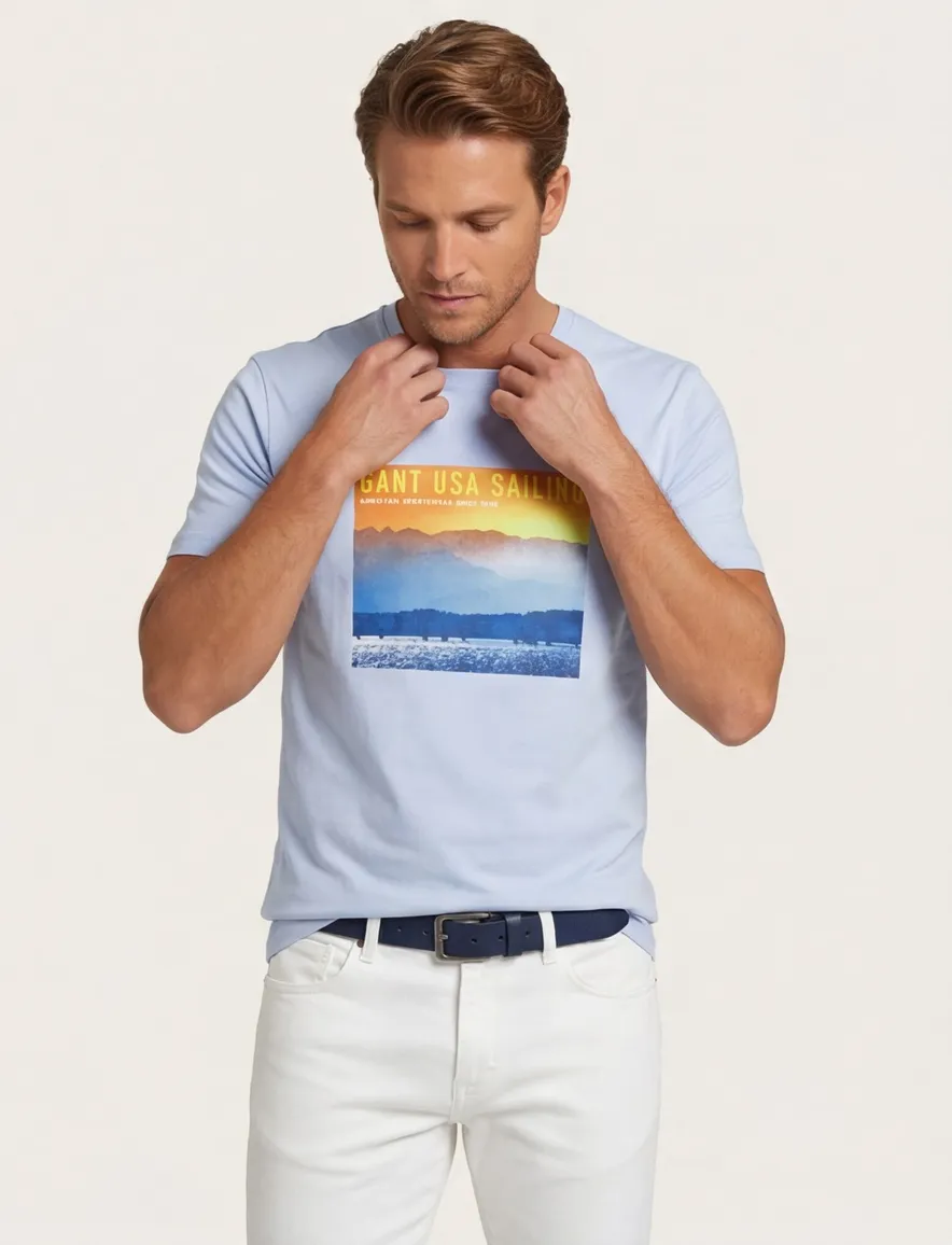 Gant t-shirt blauw Placed Graphic
