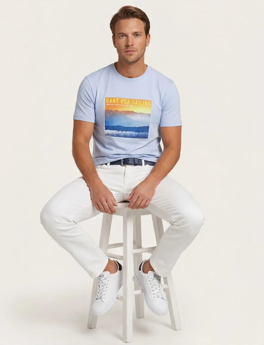 Gant t-shirt blauw Placed Graphic