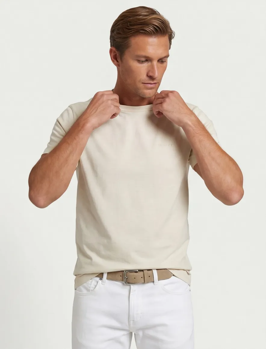 Gant T-shirt ecru 100% katoen