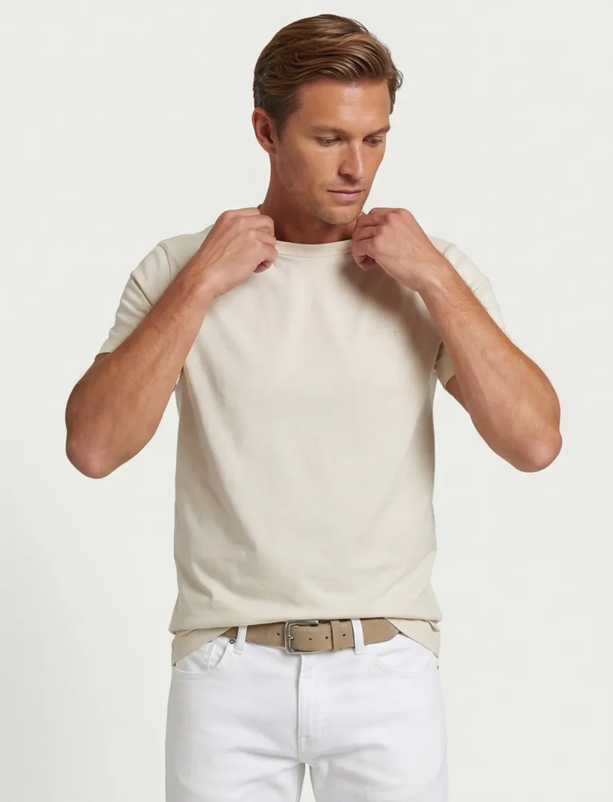 Gant T-shirt ecru 100% katoen