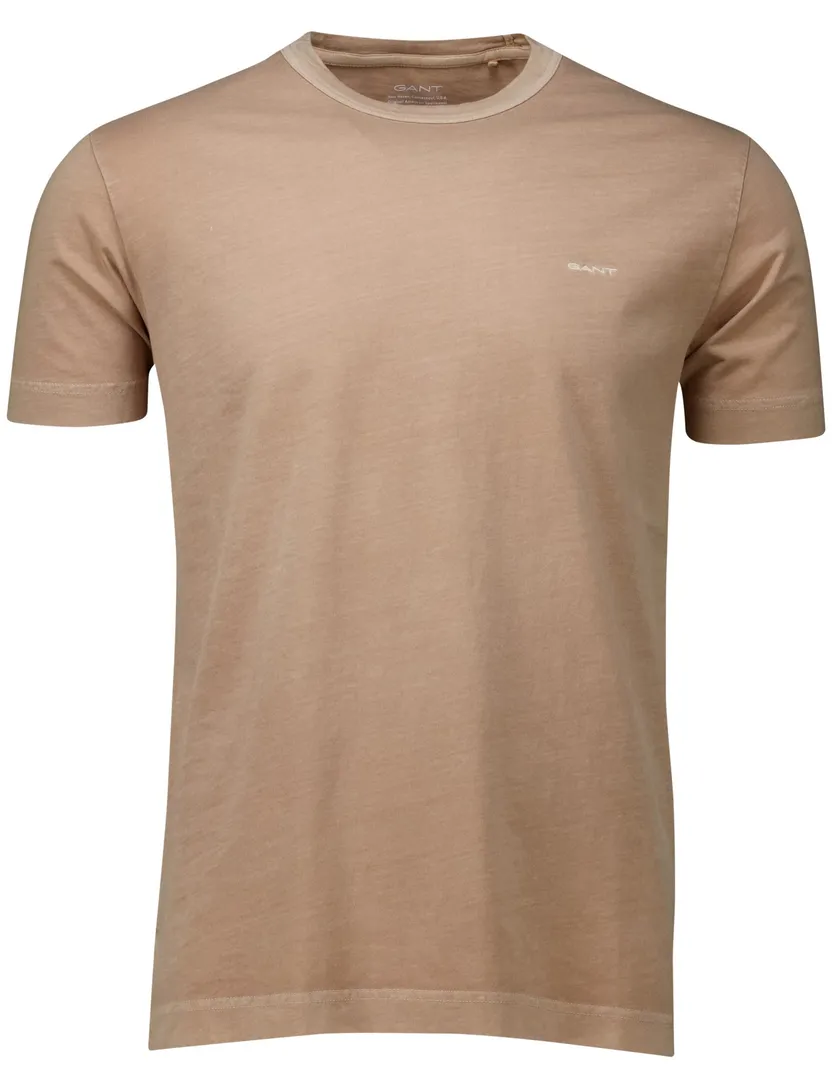 Gant T-shirt bruin effen Sunfaded SS normale fit katoen
