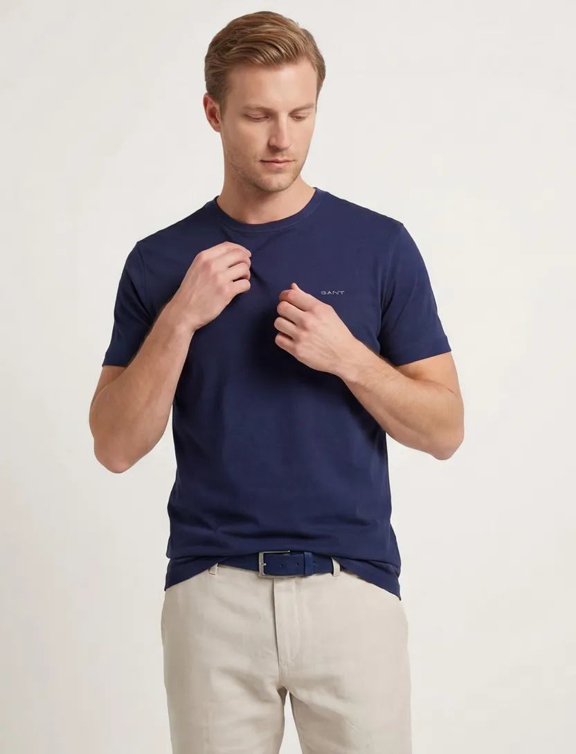 Gant T-shirt donkerblauw effen Sunfaded SS korte mouw