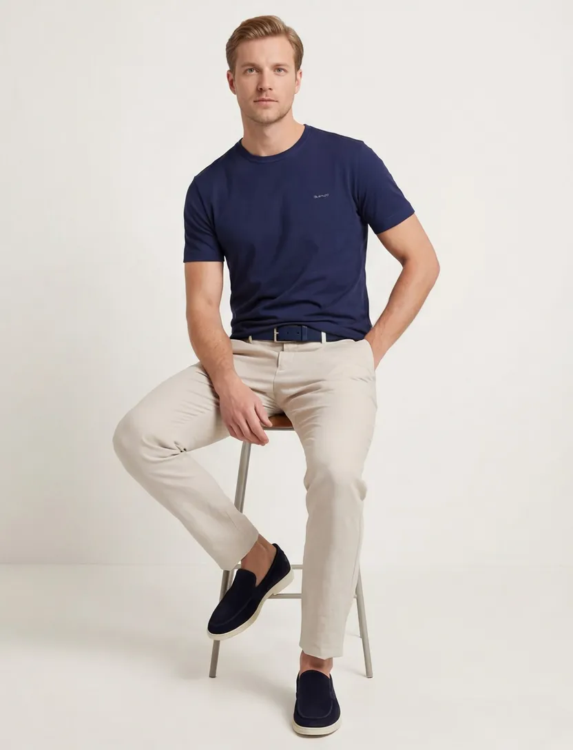 Gant T-shirt donkerblauw effen Sunfaded SS korte mouw