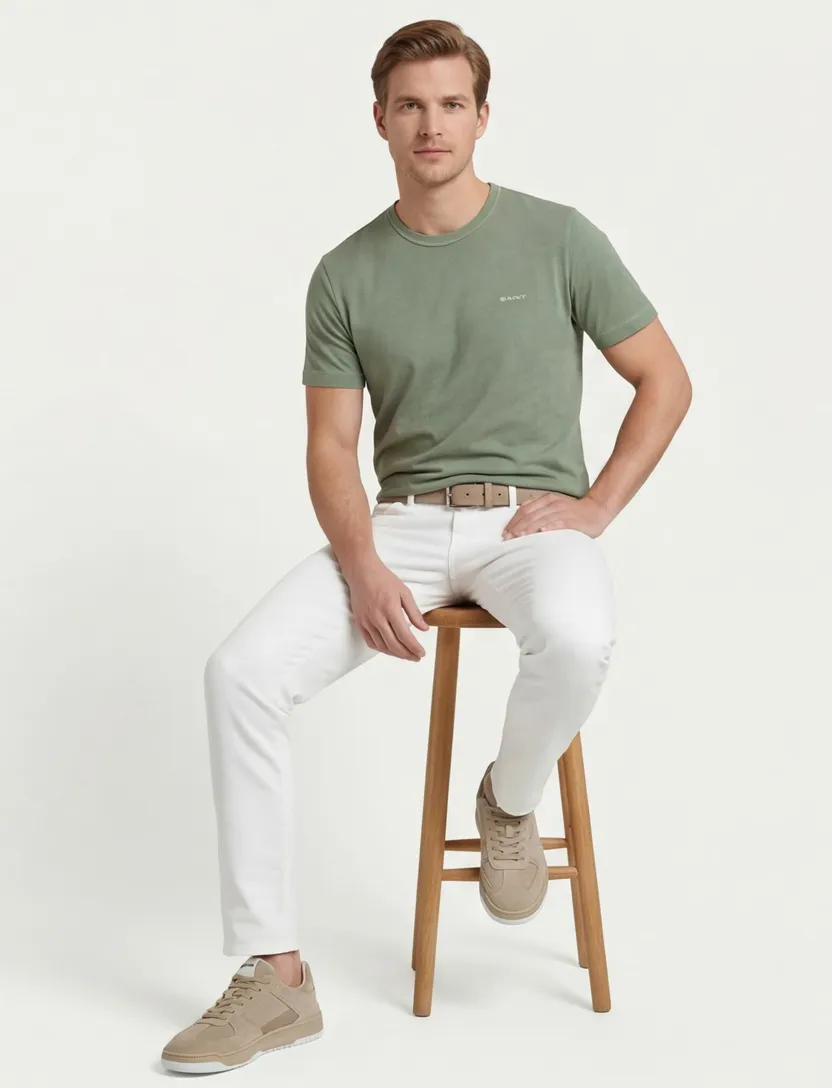 Gant sunfaded t-shirt groen gemêleerd