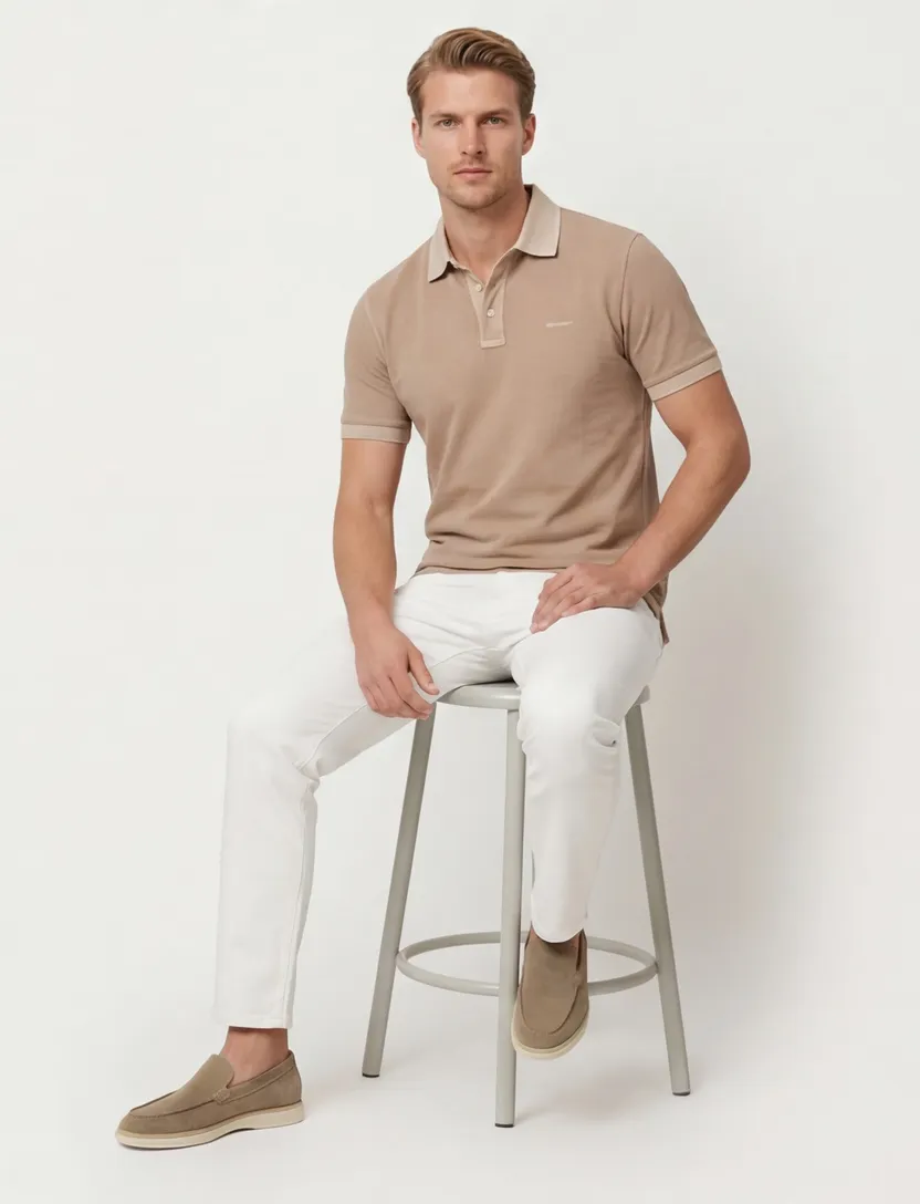 Gant polo beige effen Sunfaded SS Polo