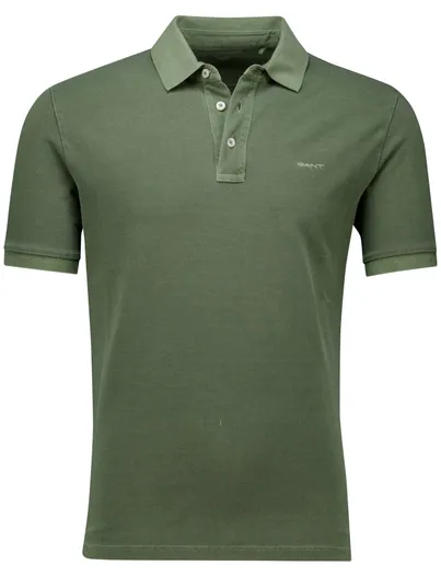 Gant Gant polo groen effen 3 knoops Sunfaded SS korte mouw