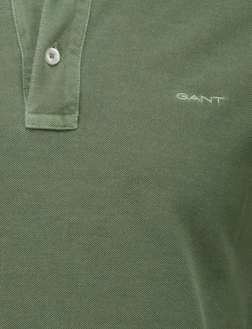 Gant polo groen effen 3 knoops Sunfaded SS 3 knoop