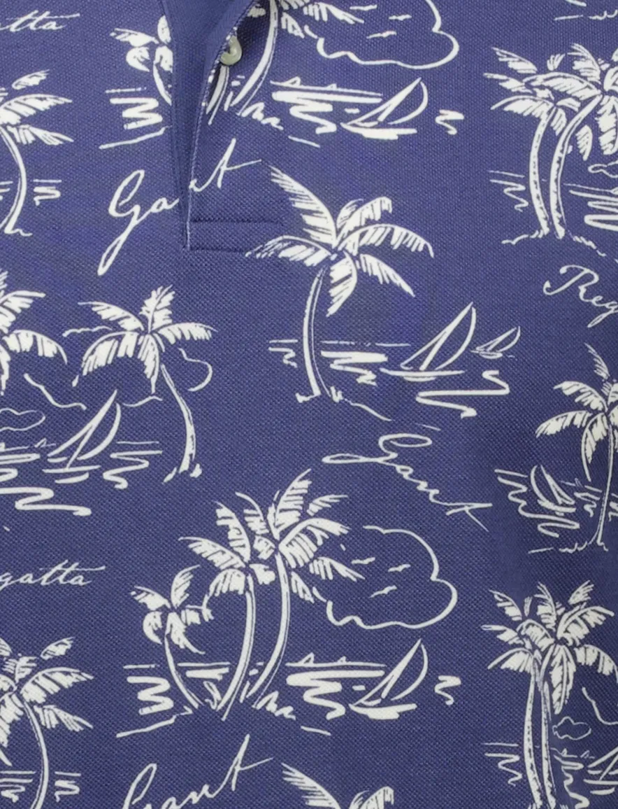 Gant polo donkerblauw geprint 2-knoops normale fit