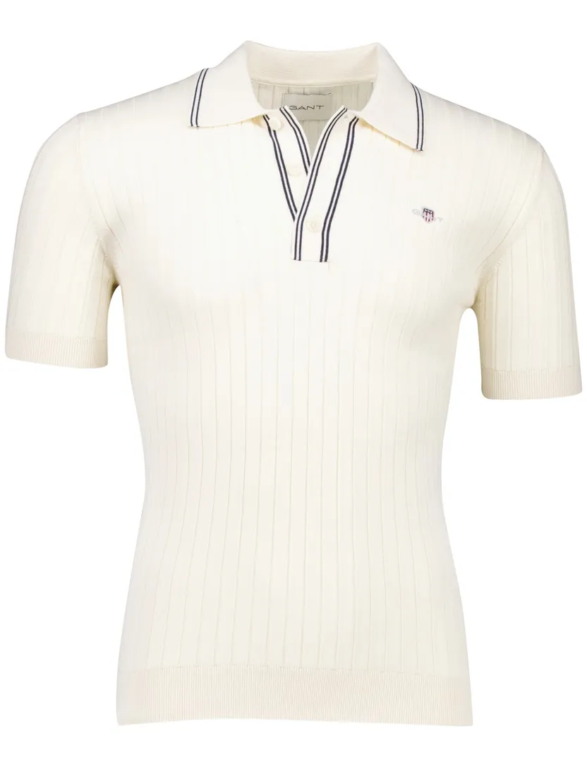 Gant poloshirt creme katoen korte mouw