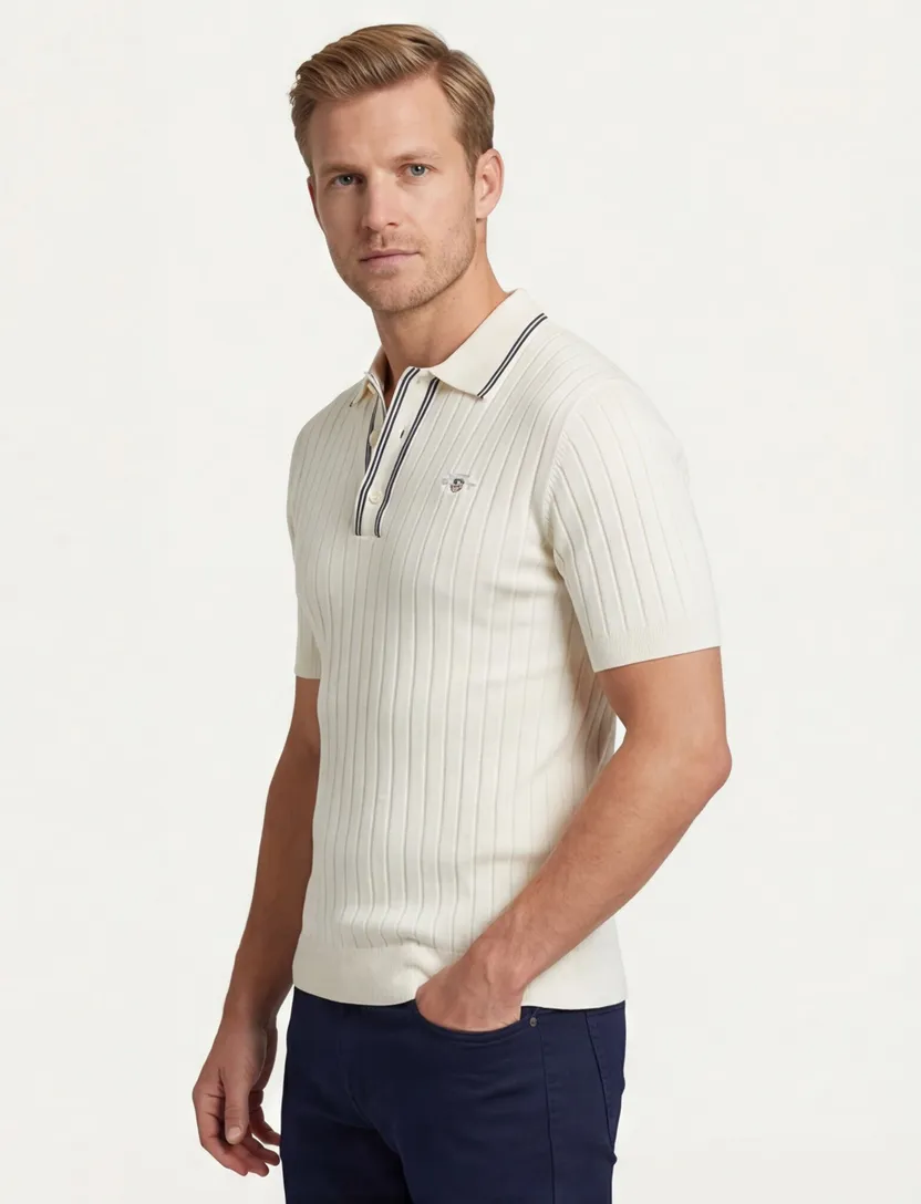 Gant poloshirt creme katoen korte mouw