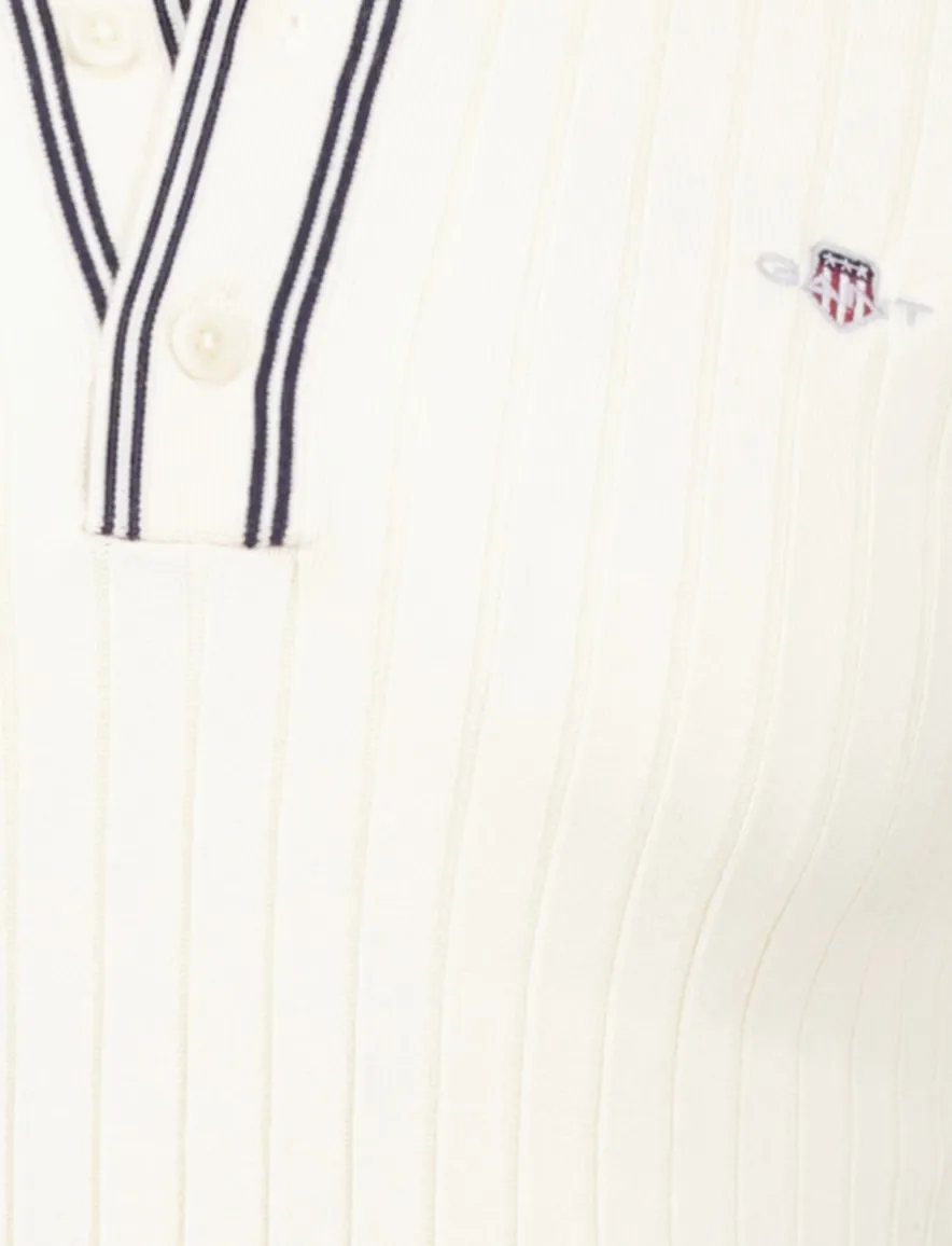 Gant poloshirt creme katoen gebreid