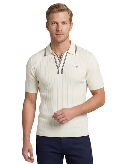 Gant Gant poloshirt creme katoen gebreid