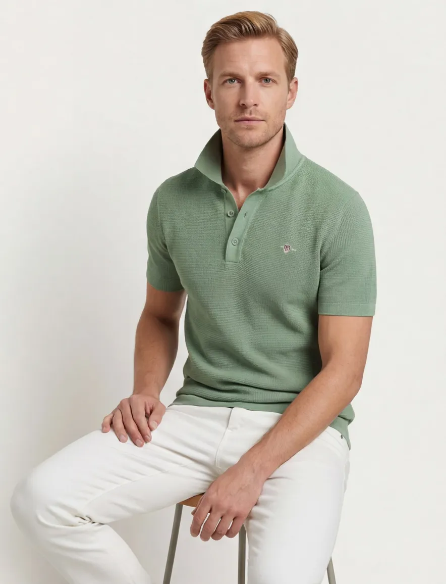 Gant polo groen effen