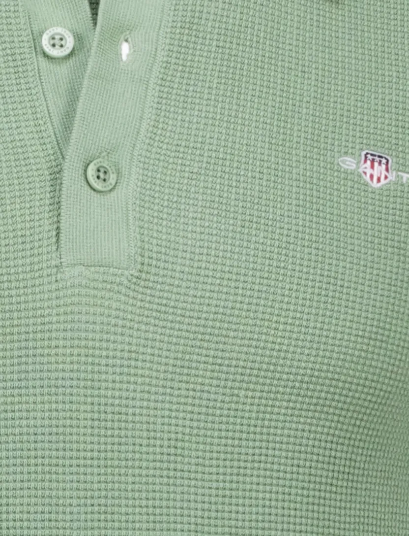 Gant polo groen effen korte mouw