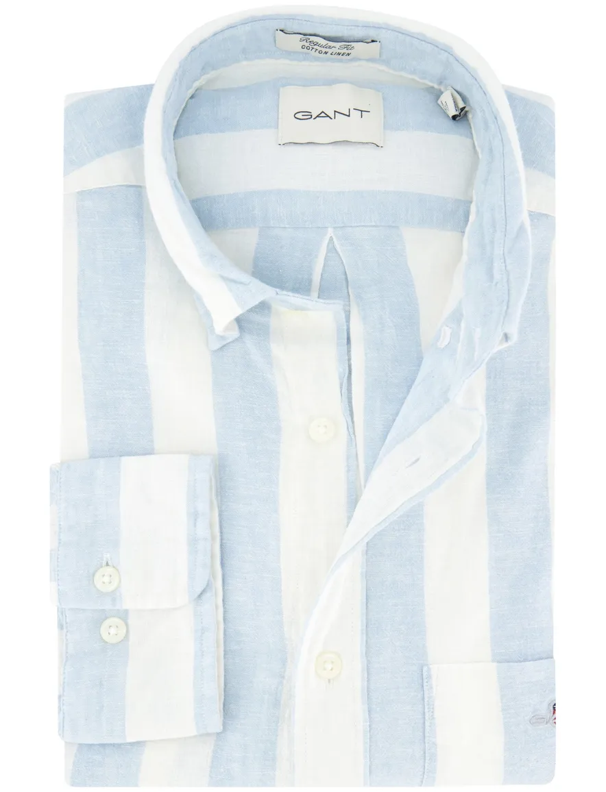 Gant overhemd lichtblauwe strepen button-down