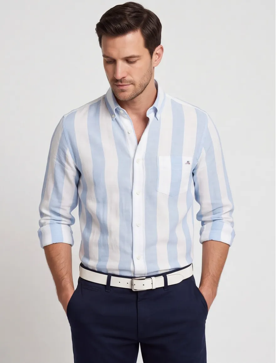 Gant overhemd lichtblauwe strepen button-down