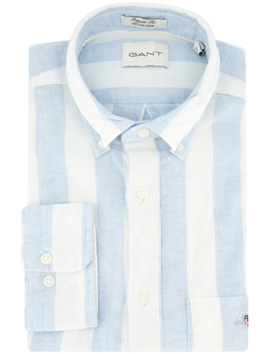 Gant overhemd lichtblauwe strepen button-down
