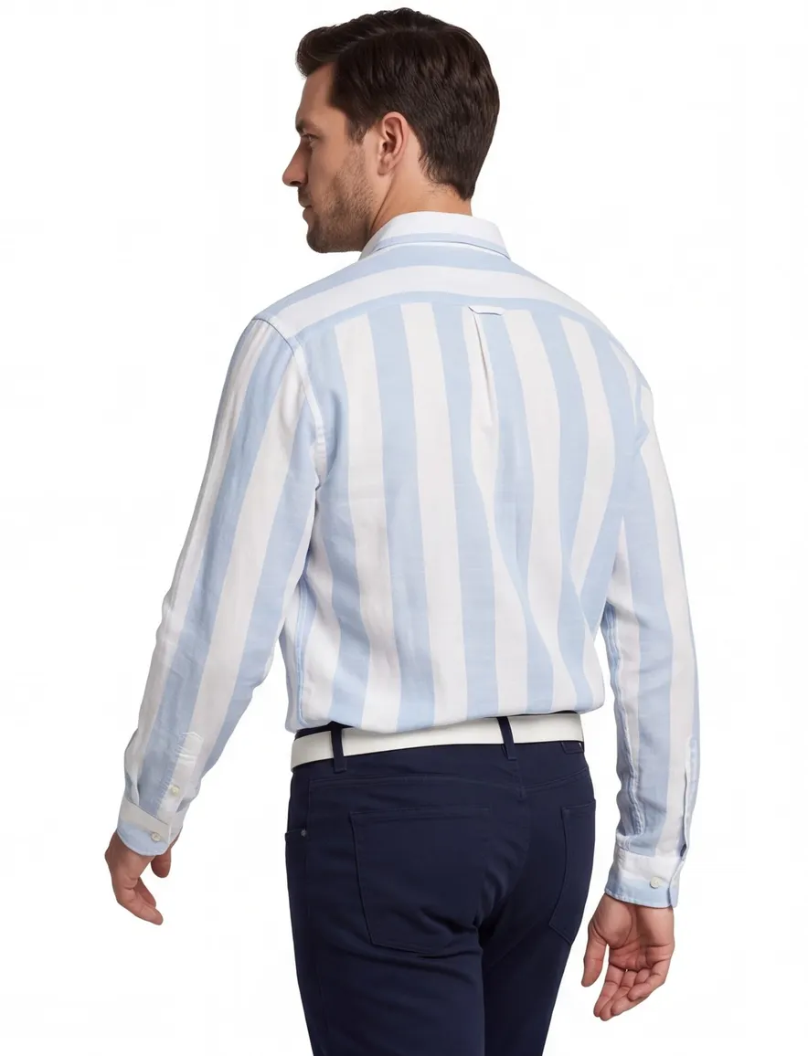 Gant overhemd lichtblauwe strepen button-down