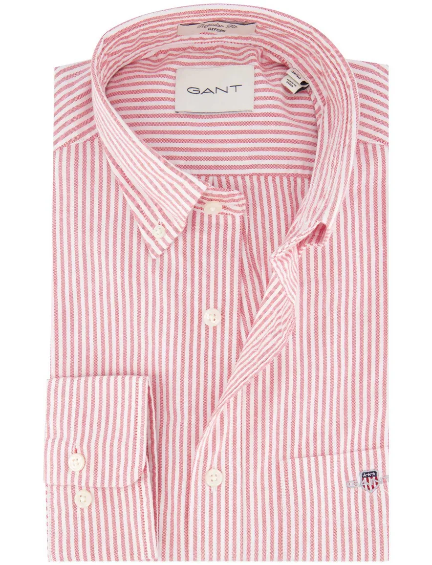 Gant overhemd rood/wit gestreept