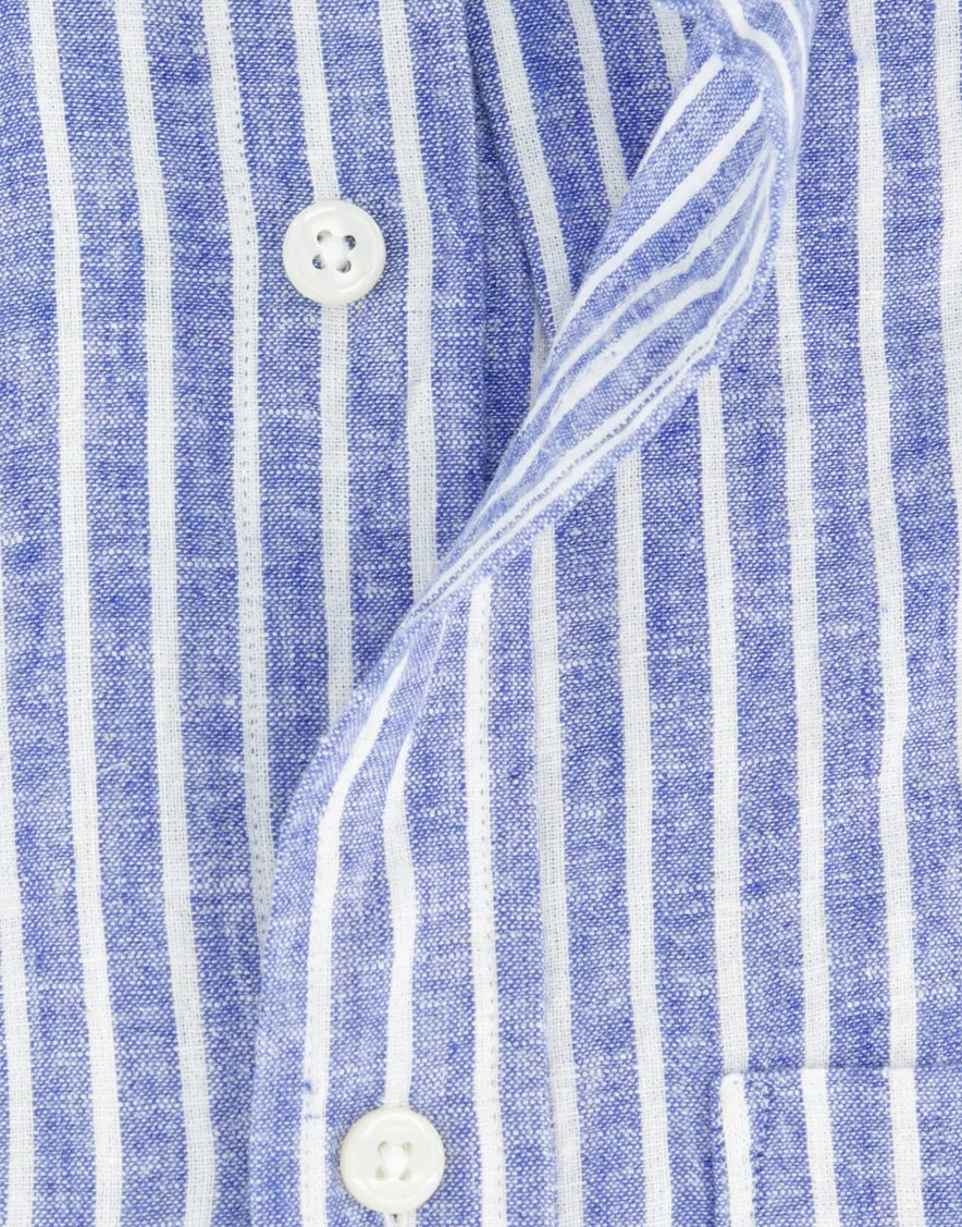 Gant overhemd linnen blauw gestreept
