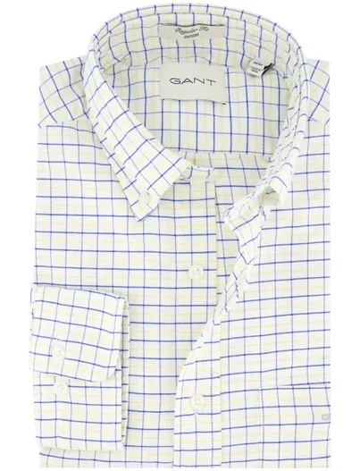 Gant Gant overhemd blauw geel wit geruit