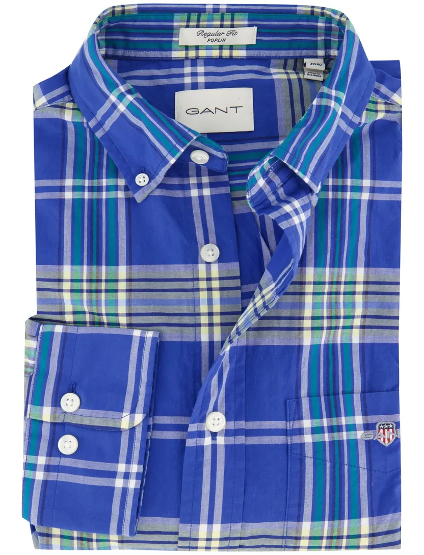 katoenen Gant overhemd blauw geprint normale fit