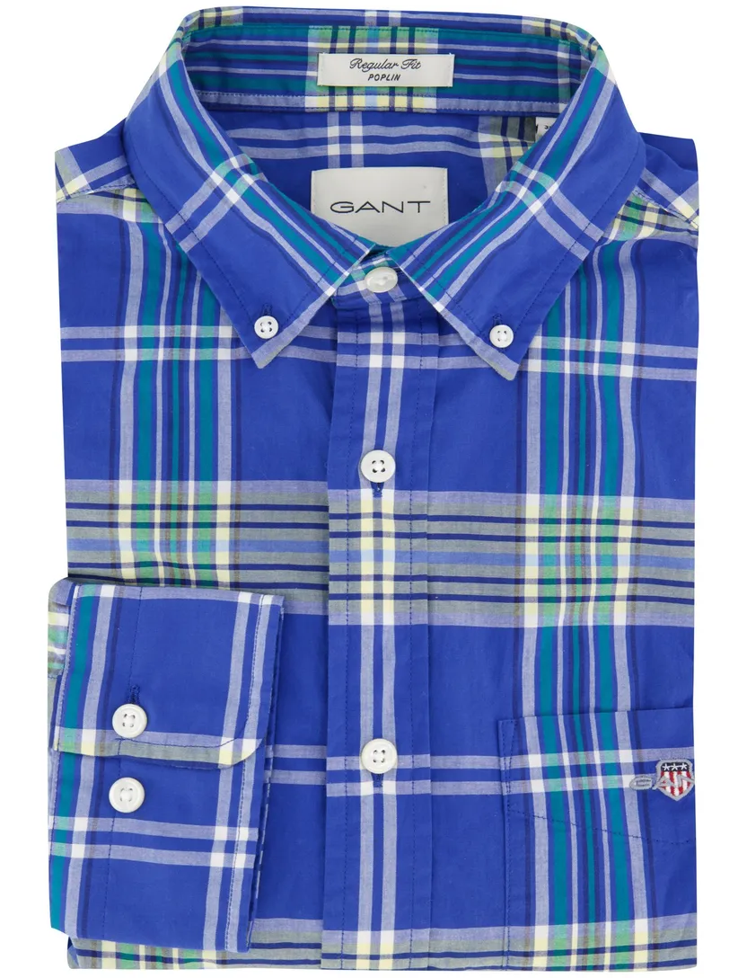 katoenen Gant overhemd blauw geprint normale fit