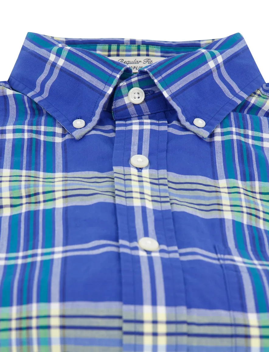 Gant overhemd blauw print regular fit katoen