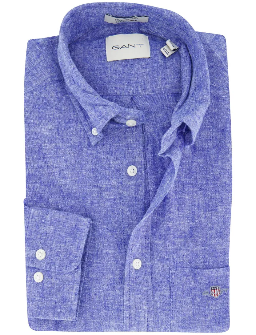 Gant linnen overhemd blauw regular fit