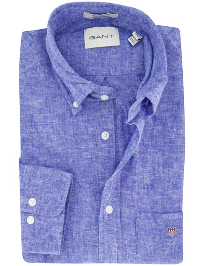 Gant Gant overhemd blauw regular fit linnen