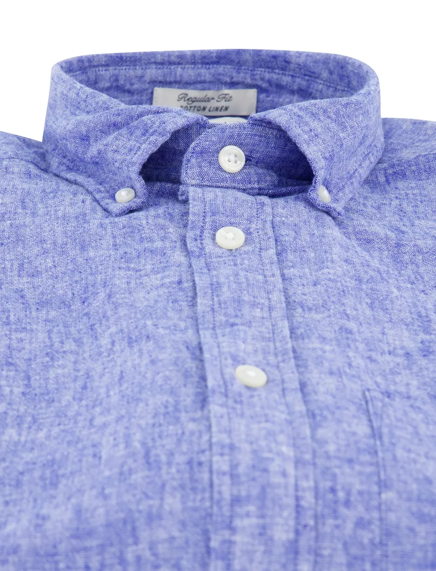 Gant overhemd blauw regular fit linnen