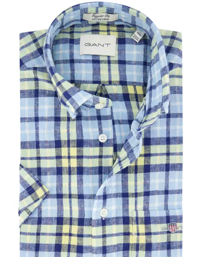 Gant Gant overhemd blauw korte mouw