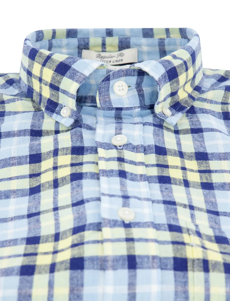 Gant overhemd blauw korte mouw
