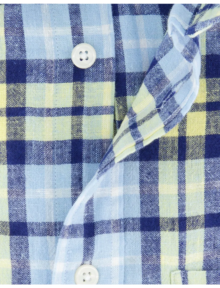 Gant overhemd blauw korte mouw