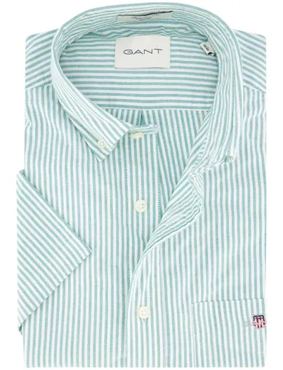 Gant Gant overhemd turquoise korte mouw regular fit