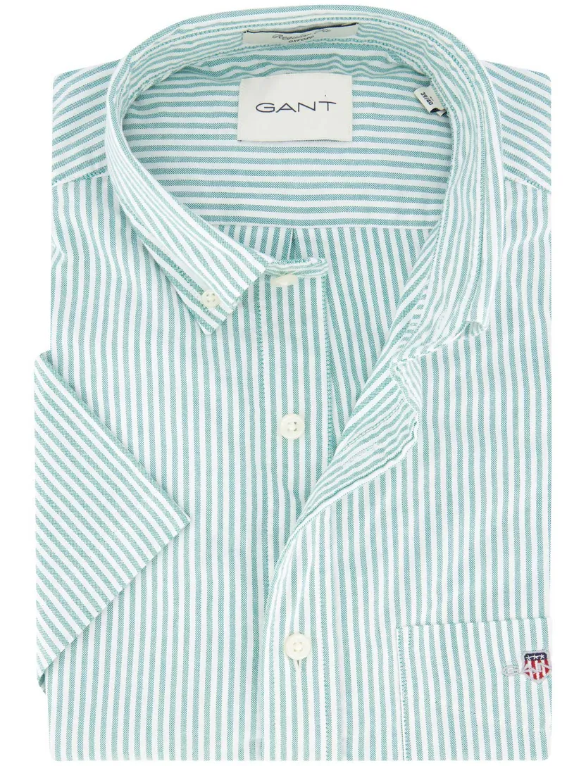 Gant Regular Fit overhemd korte mouw mint turquoise