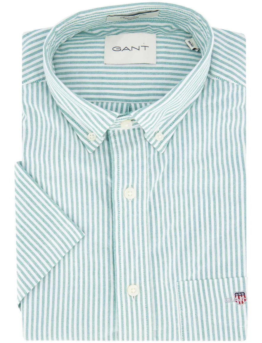 Gant overhemd turquoise korte mouw regular fit