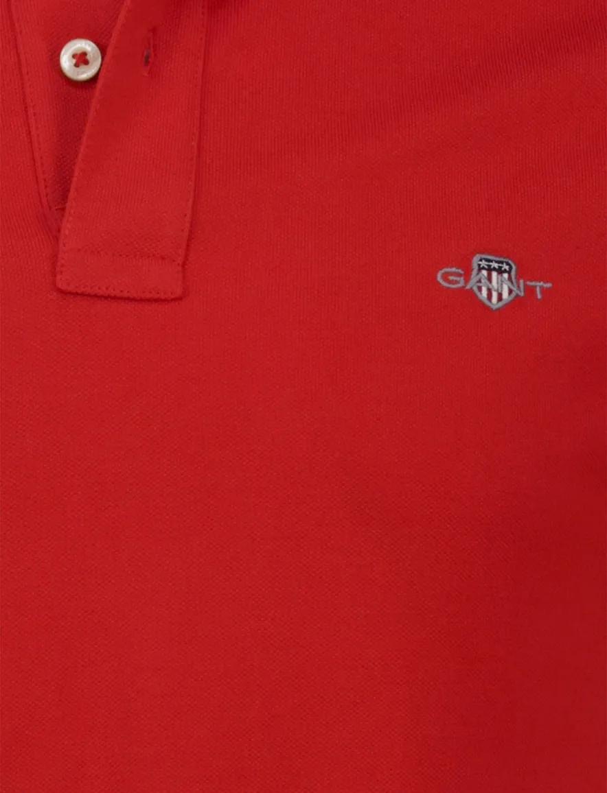 Gant polo rood effen Regular Fit pique