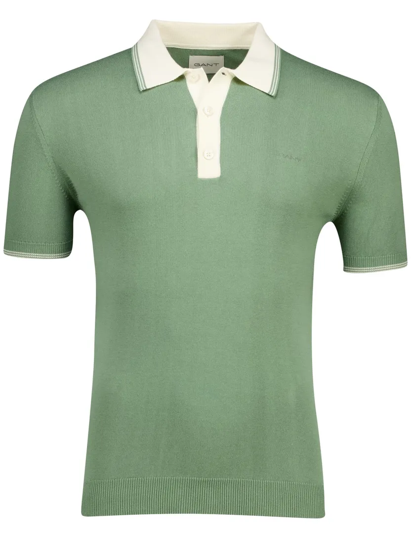 groen creme Gant modal blend SS polo korte mouwen