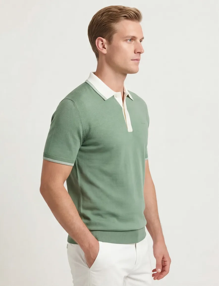 Gant modal blend SS polo korte mouwen groen creme