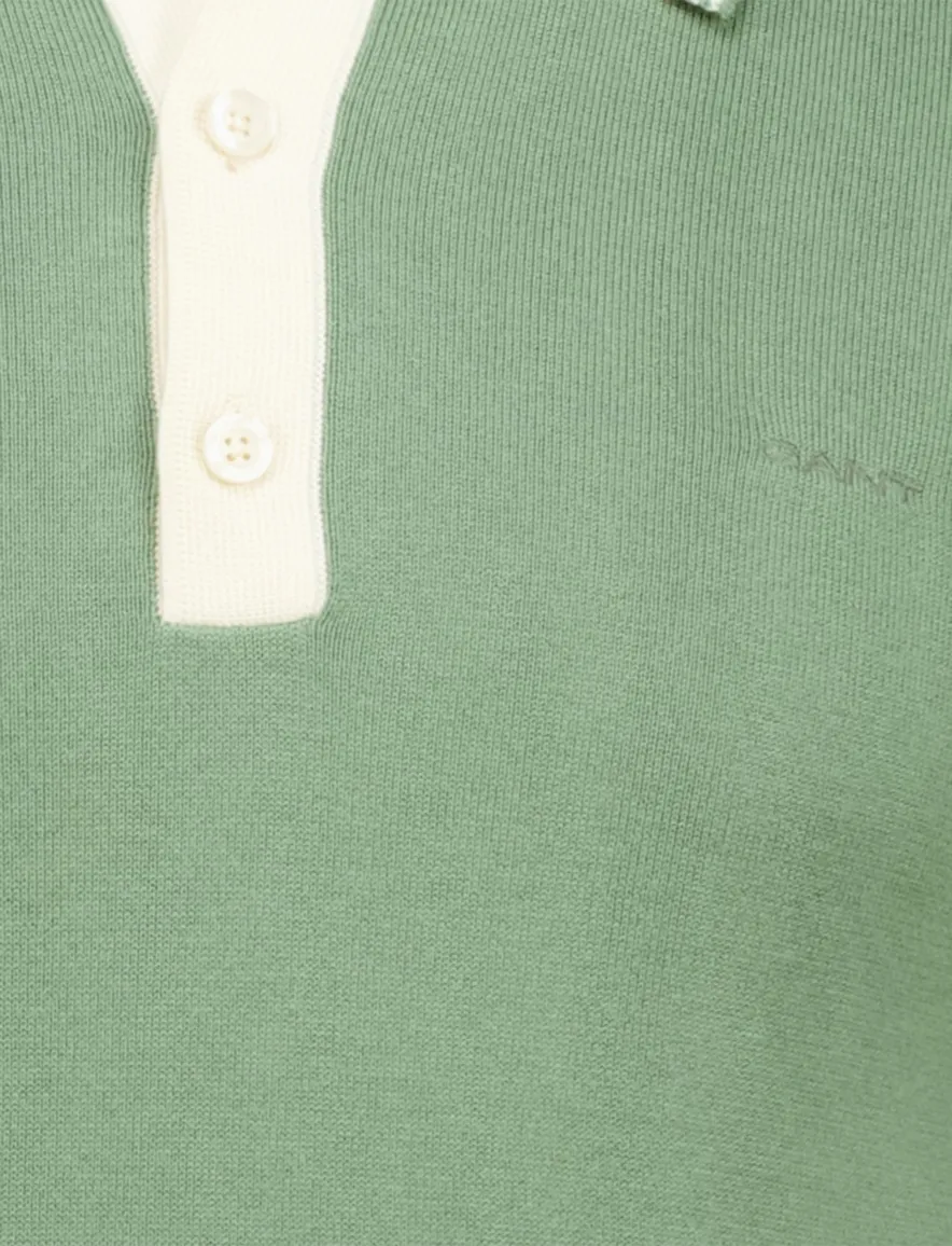 Gant modal blend SS polo korte mouwen groen creme